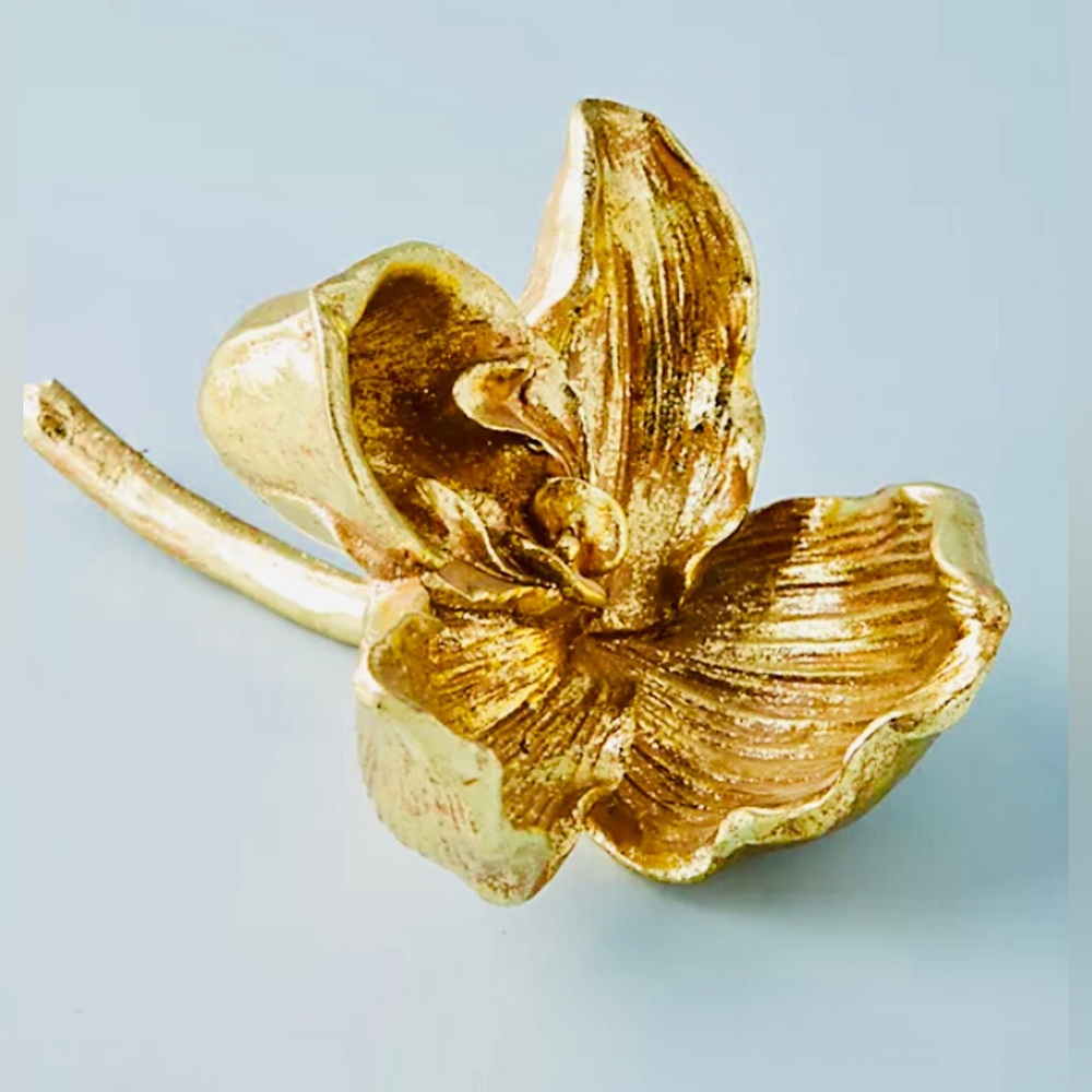 A SET OF 3 ANTHROPOLOGIE Metallic Gold Gilded Orchid Accents. NEW Condition! ⚜️
